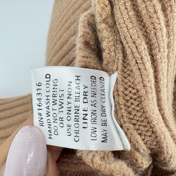 MIMOSA Women’s Sz Small Beige Cropped Turtleneck Sweater Cozy Oversized - Picture 9 of 9